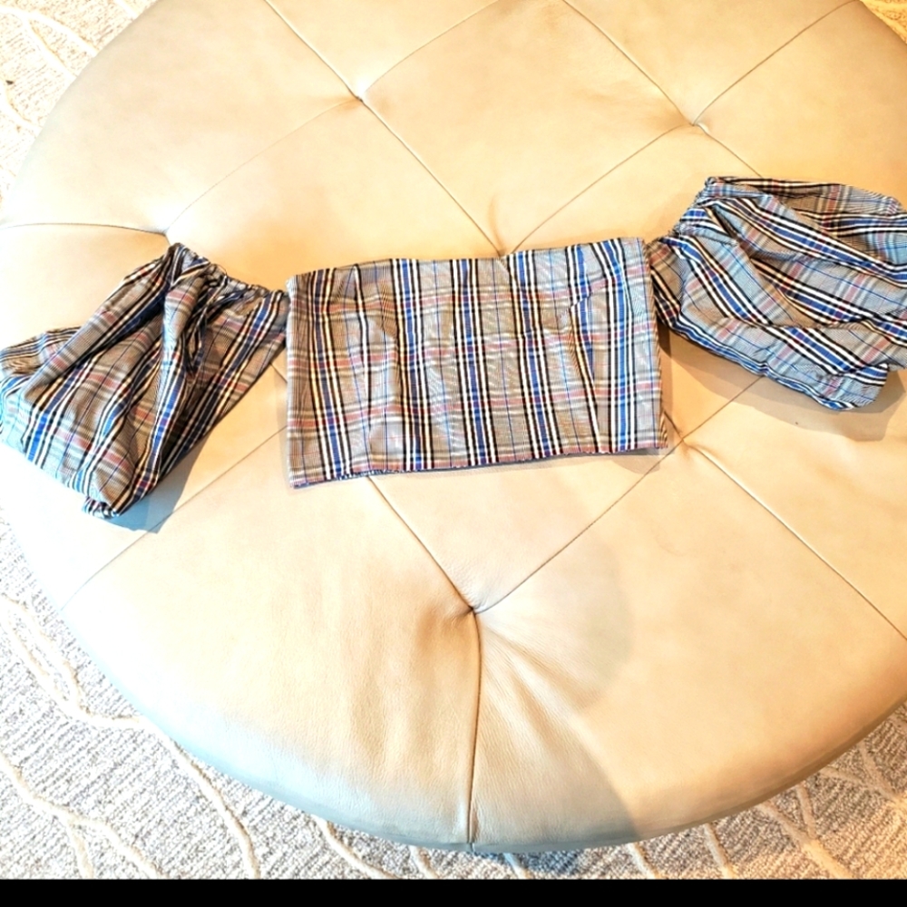 Zara Open Shoulder Plaid Top